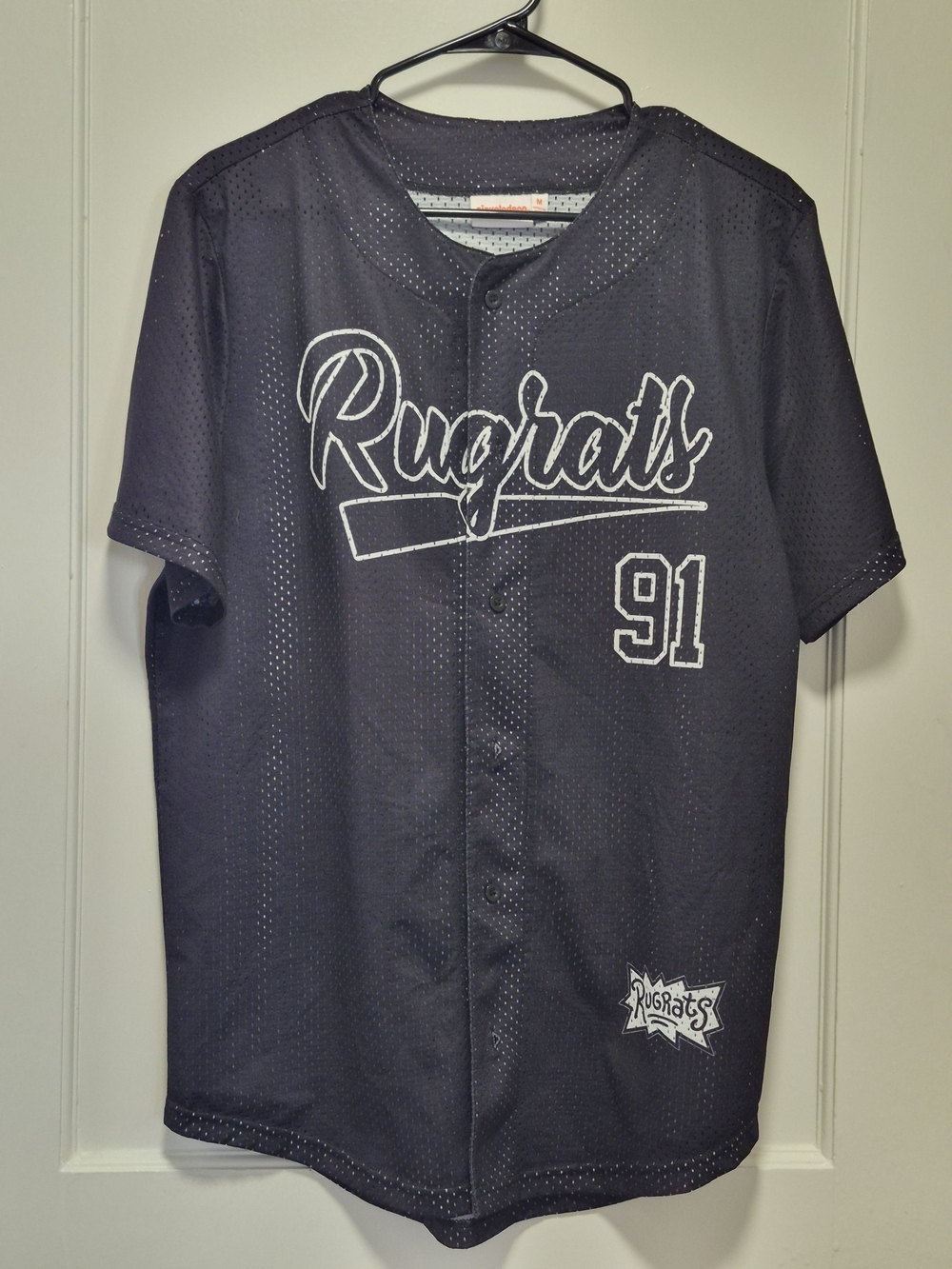 Nickelodeon Rugrats Black Baseball Jersey with White Script
